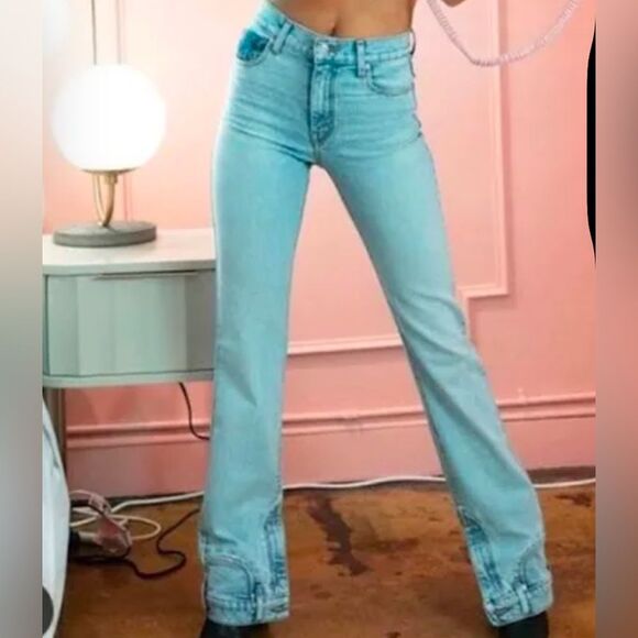 REVICE Denim - REVICE High Rise Blue and White Jeans with Flare